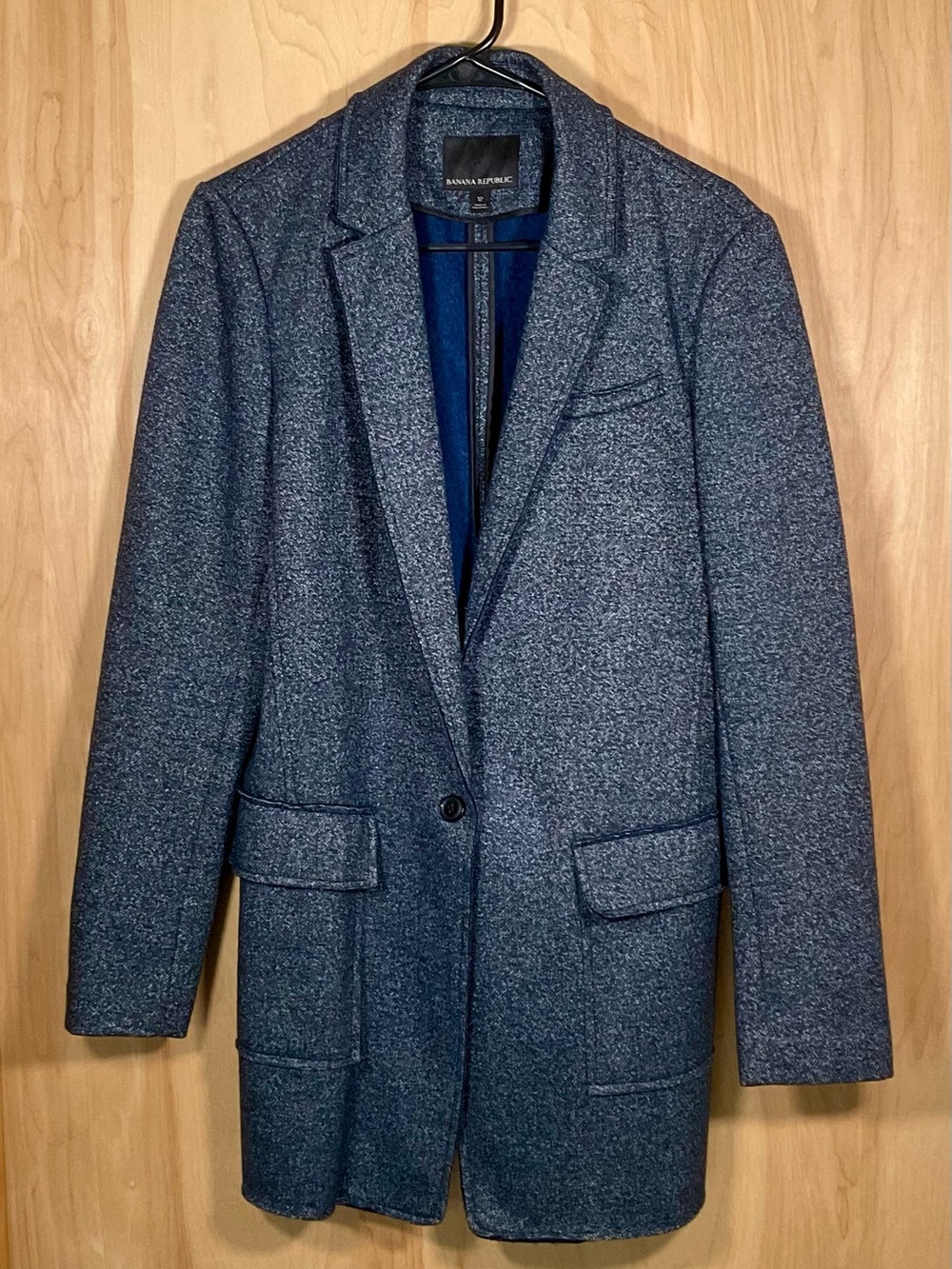 Banana Republic Wool Raw Edge Speckled Navy Blazer - Like New